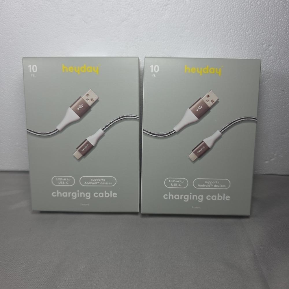 Heyday USB A to‎ USB C - 10ft Charging Cable for Android Devices Set Of 2